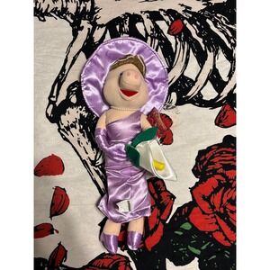 vintage The Muppet Show Miss Piggy Plush Doll Lavender Dress Hat Flower